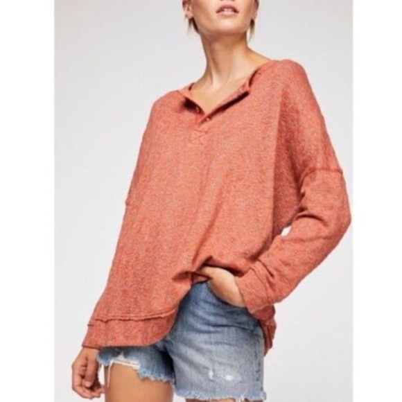 Free People Sweaters - Free People FP Beach Sleep To Dream Henley Pullover Sweater Orange S